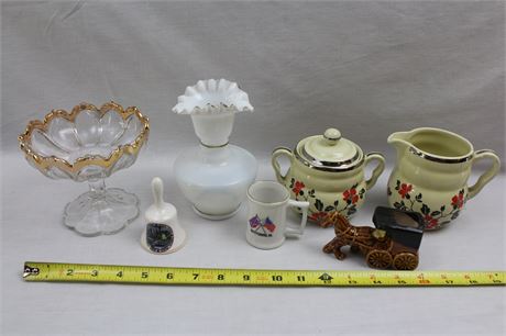 Hall's Kitchenware Creamer & Sugar, Ruffled Vase, Compote, and More