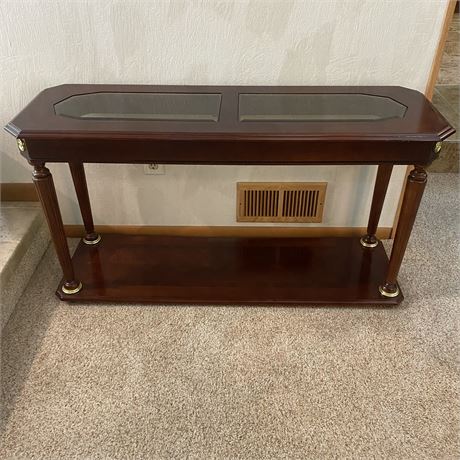 Cherry Sofa / Entryway Table with Glass Panels