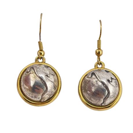 Incredible Vintage Abstract Gold Swirl Drop Earrings main image 1