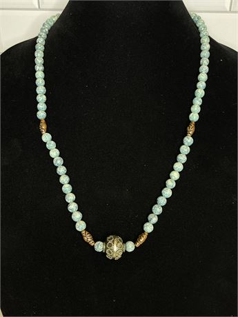 Polished Blue Green Stone Necklace