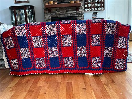 Fabulous blue,white & red handcrafted blanket