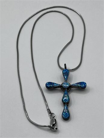 Artist Signed Sterling Silver Cross Necklace
