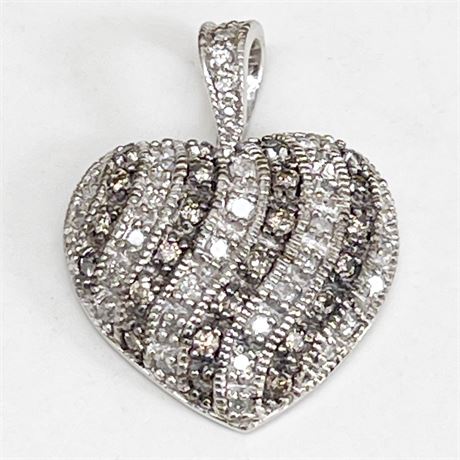 Pave' Diamond 14K  White Gold Heart Ed Levin Pendant