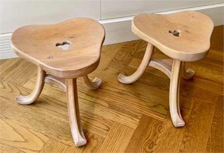 Pair of Decorative Wood Clover Stools