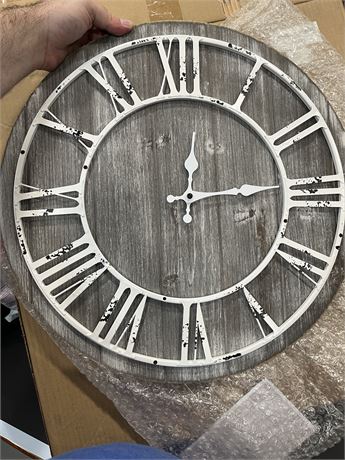Barnyard Designs 18 inch Round Wooden Decorative Wall Clock, Farmhouse Rustic La