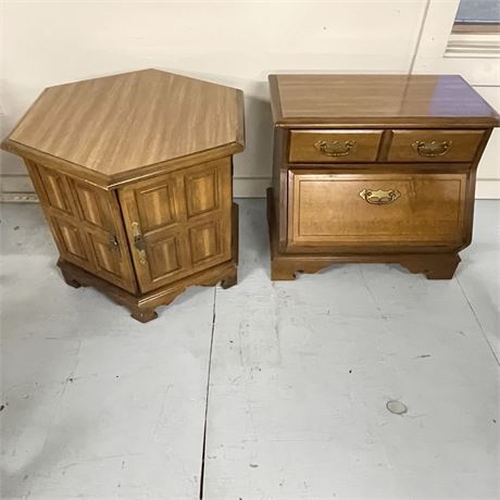 Vintage Maple and Walnut End Tables