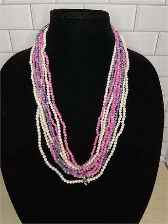 5 Long Vintage Polished Bead Necklaces