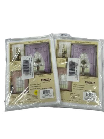 Lot of 2 New Sheer Voile Emilia Curtains