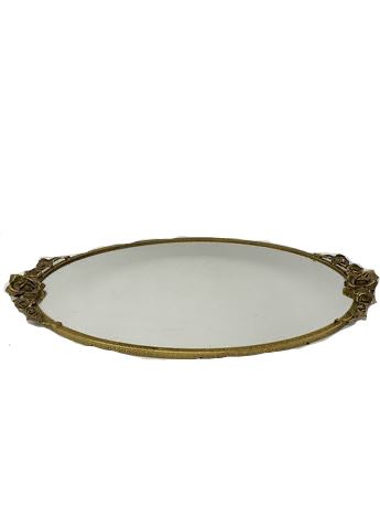 Vintage Vanity Mirror Tray With Floral Handles