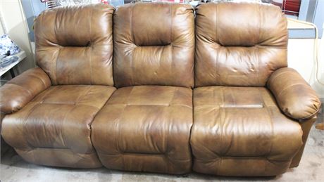 Space Saver Dual Recliner Leather Couch