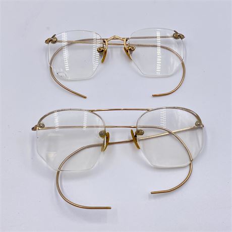Set of Two Vintage (Ful Vue and American Optical) 12 Karat Gold Frame Glasses