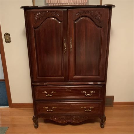 Solid Armoire with 2 Drawers and Shelving