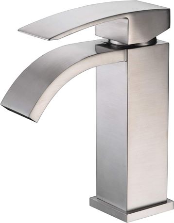 New in box Besy Brushed Nickel Bathroom Faucet, Waterfall Spout, sumerain