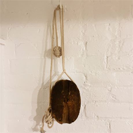 Antique Wood Pulley Decor