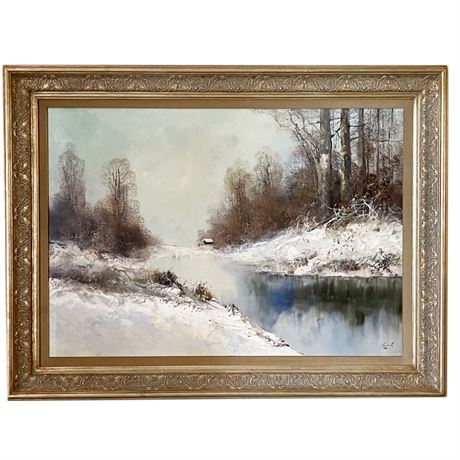 "Winter Landscape", Painting Oil on Canvas, Signed
