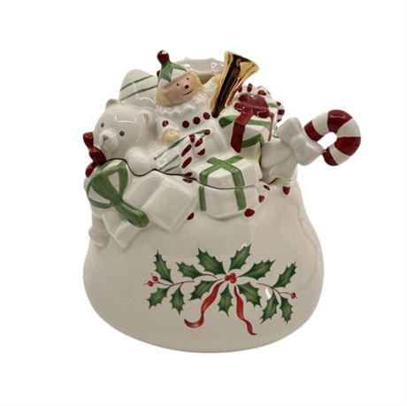Holiday Sugar Bowl with Spoon, by Lenox