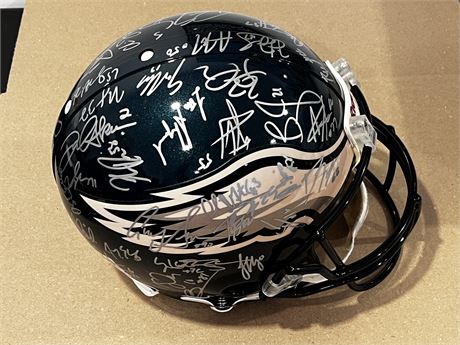 2005 Eagles Team Signed Helmet in mirrored Display Case Authentic