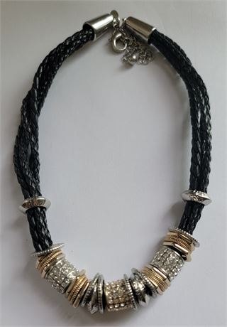 CHICO'S Gorgeous silver/gold tone bling multi strand necklace