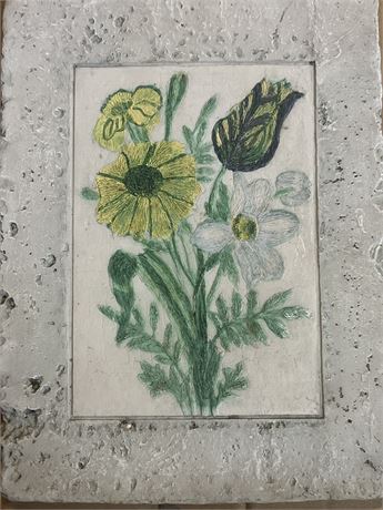 Floral painting on faux stone