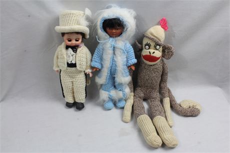 Homemade Dolls and Sock Monkey
