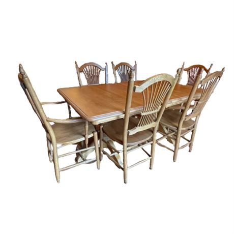 Contemporary Oak Dining Room Table with Chairs
