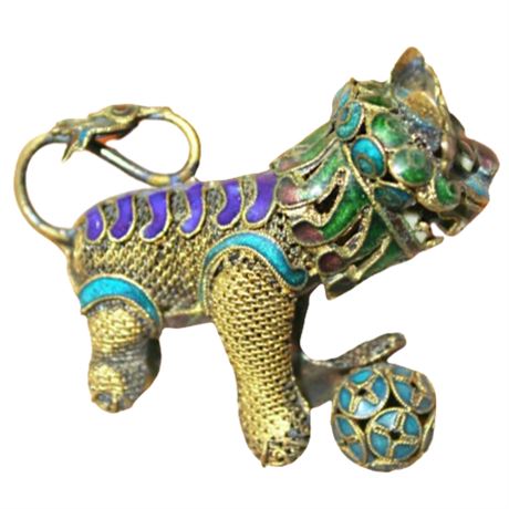 Old Chinese Guardian Lion Foo Dog Amulet Pendant