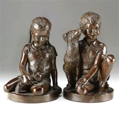 Charles Park Bronze Sculptures, Pair