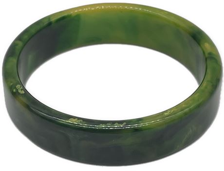 Vintage Dark Green Marbled Bangle Bracelet