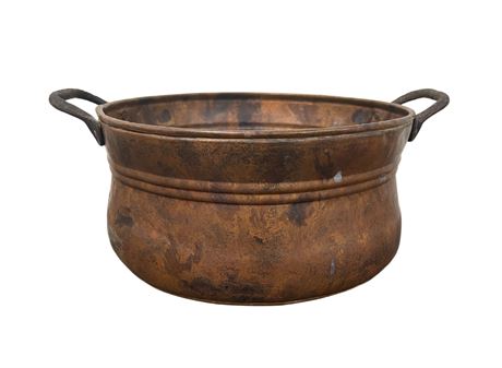 Antique Double handled Copper Cauldron Boiler Stock Pot