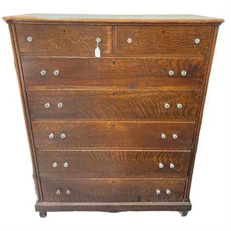 Antique Wooden Tall Boy Chest of Seven Drawers