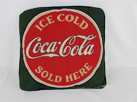 Vintage Square Pillow Ice Cold Coca-Cola Sold Here