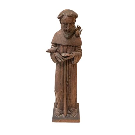 Vintage Wood Carved St. Francis Figure