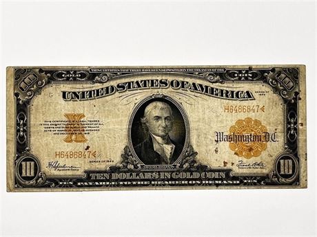 1922 Ten Dollar Gold Certificate Note