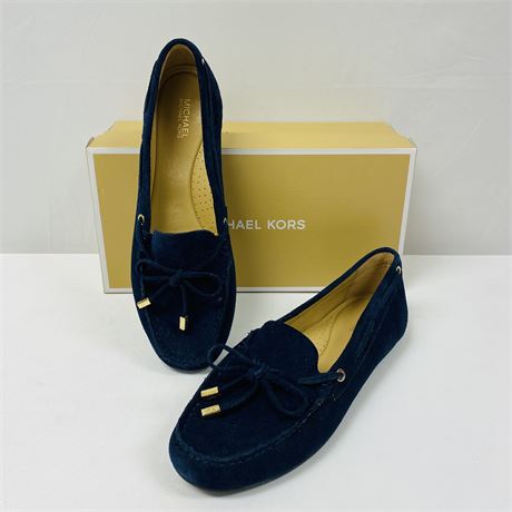 New in Box Michael Kors Women's Navy Suede Moccasins - Size 8