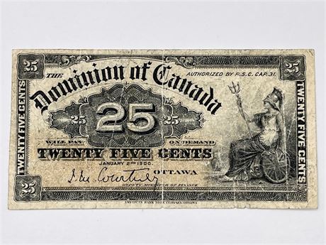 1900 Canada 25 Cent Note Canadian Fractional Currency