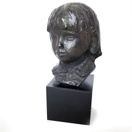 Childs Head Bronze Sculpture, Reproduction Decor