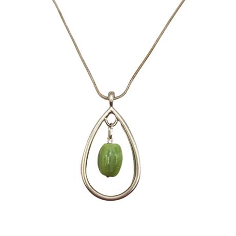 Teardrop Necklace with Green Stone