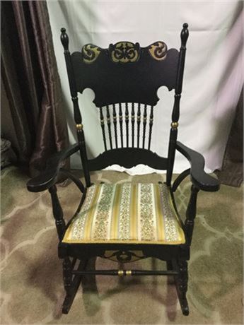 Antique Ornate Rocking Chair With Painted Gold