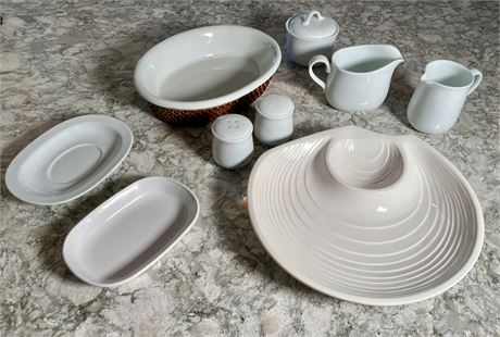 9 Piece White Ceramic Serving Items