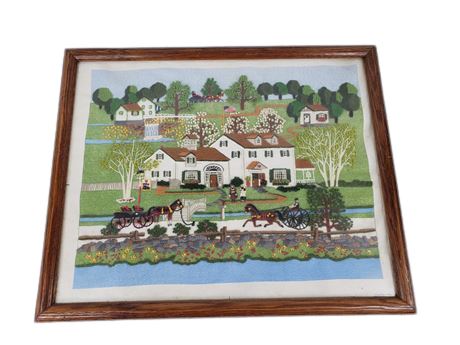 Fox Hill Farm Framed Embroidered Art Piece