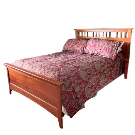 Mission Style Natural Cherry Wood Bed