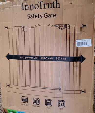 Still in box INNOTRUTH White Safety Gate 29"-39.6" wide x 30" tall