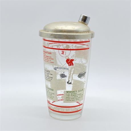 Retro Sports Themed Cocktail Shaker with Recipes