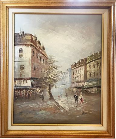 Burne Signed Parisian Street Scene