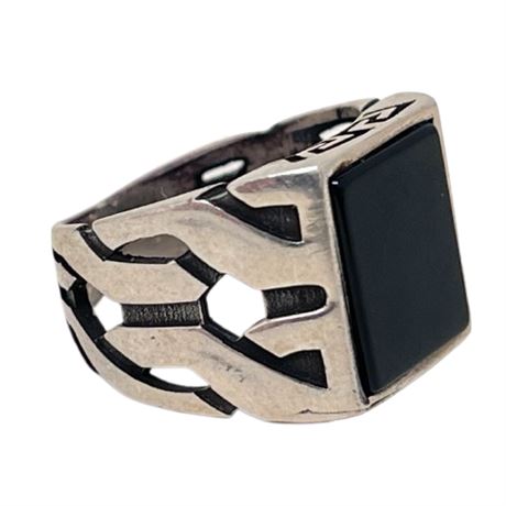 South Western Sterling and Onyx Mens Ring