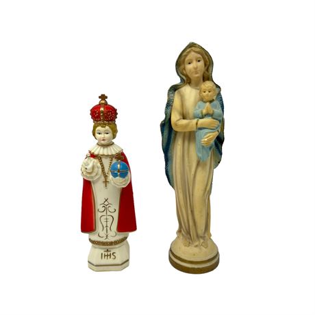 Celluloid Mary and Infant Jesus of Prague Figure Lot