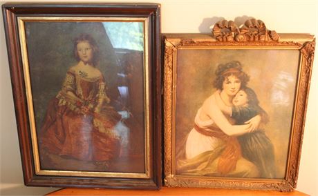 Vintage Framed Prints-Elizabeth Hamilton by Reynolds and Vigee Le Brun with her