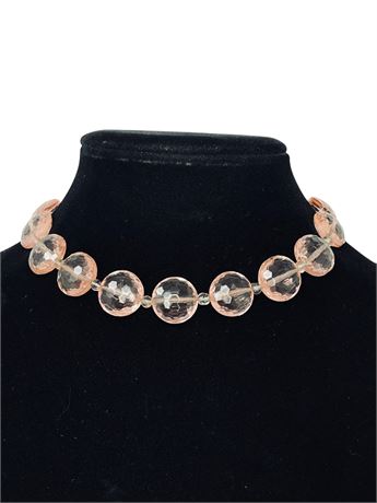 Pink Faceted Glass Bead Choker Necklace