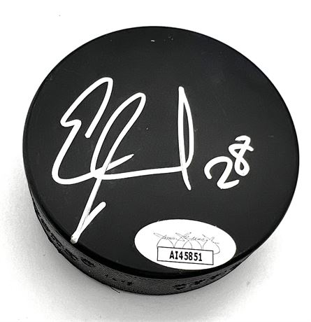 Eric Goddard #28 Deryk Engelland #5 Pittsburg Penguins Signed Hockey Puck JSA