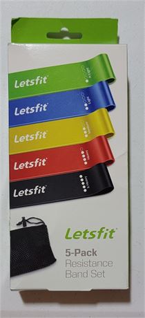 New on box Letsfit 5 pack of Exercise Resistance Band Set